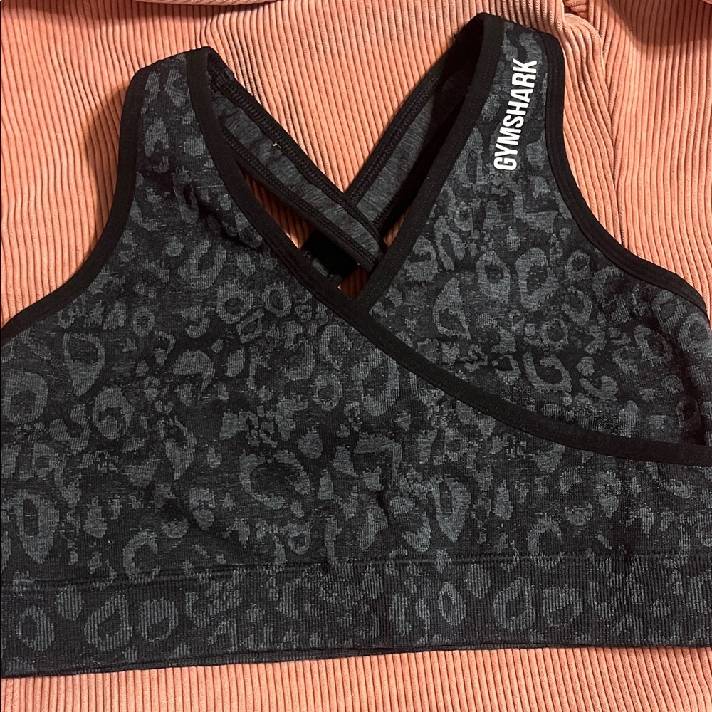 Gymshark Black Leopard Print Sports Bra